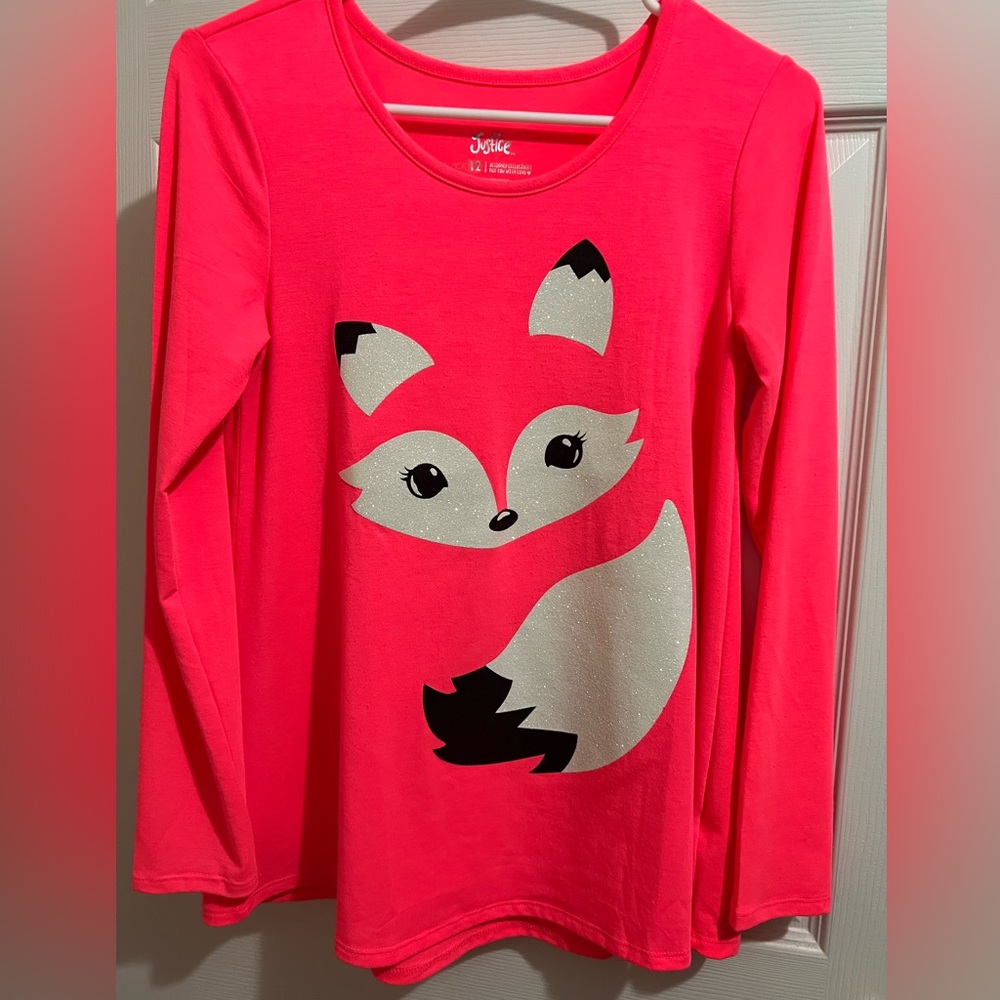 Justice neon coral Fox graphic tee